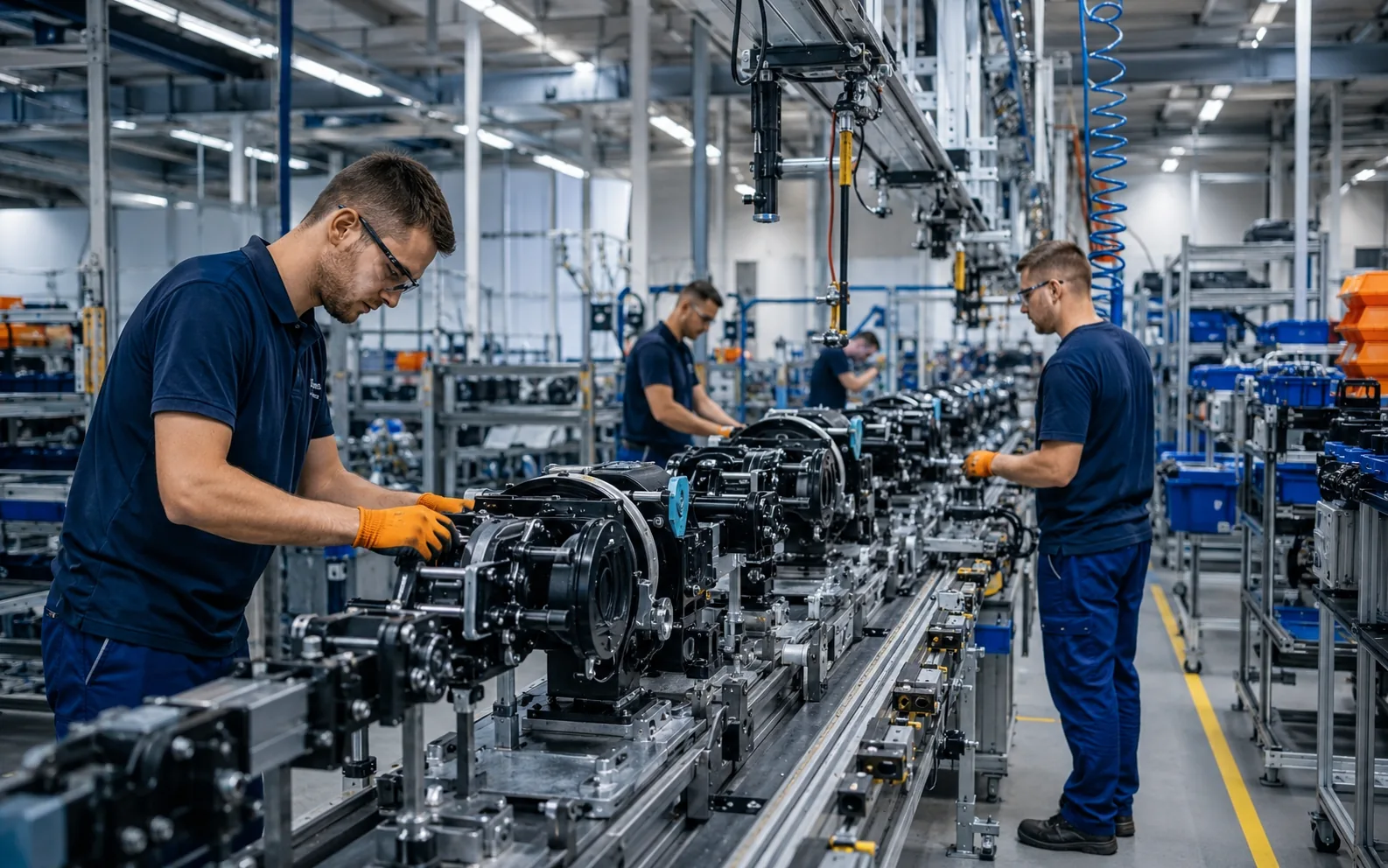 Obsługa linii produkcyjnej przez zespół operatorów